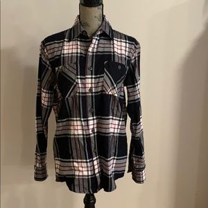 Wrangler Black Plaid Button Up